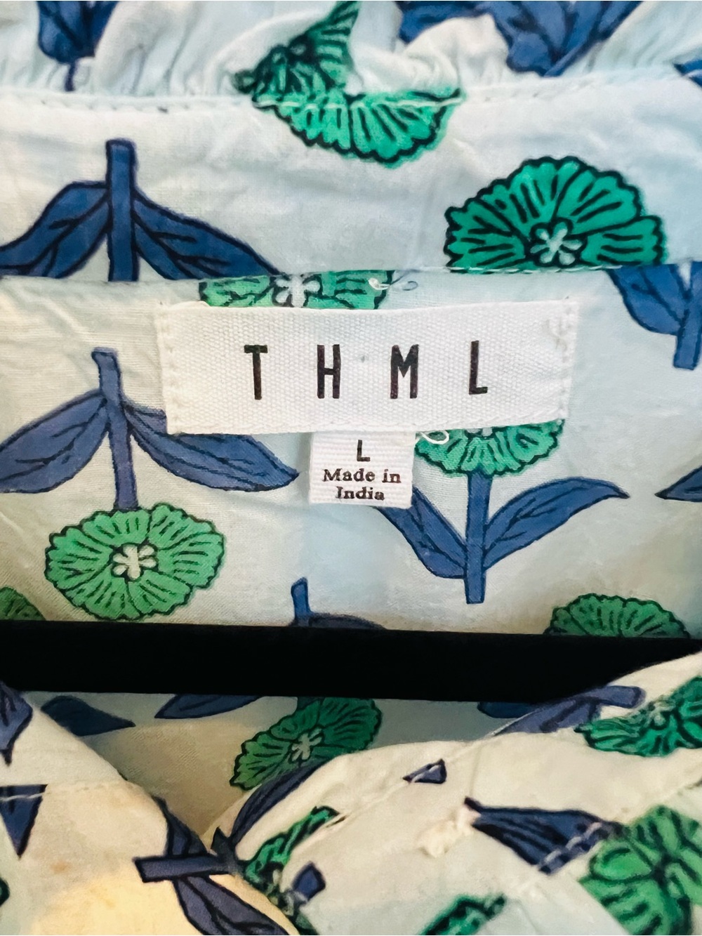 THML Floral Print Tassel Blouse Boho Cotton Top - Picture 3 of 10